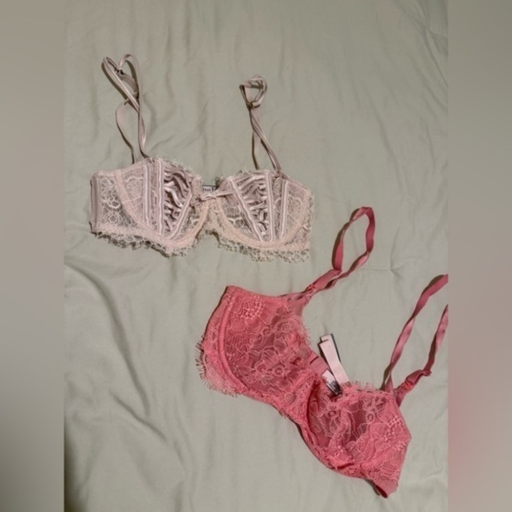 Elegant Lace Intimates Set - Cream and Pink